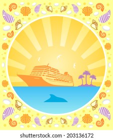 Background summer  card with ship