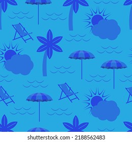 Background summer color blue with a cute and beautiful seamless pattern