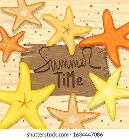 Background with summer items. Cartoon style. Vector illustration
