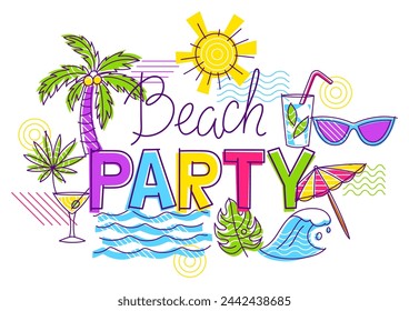 Background with summer items. Stylized beach objects.
