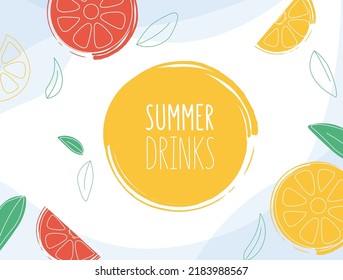 Background summer orange and lime with leaves for your design