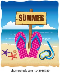  background with summer sign, flip and starfish