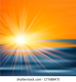 Background with a summer sun burs. Vector illustration.