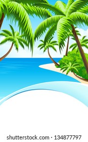 Background Summer Vacation with Sea, Clouds and Palm Tree