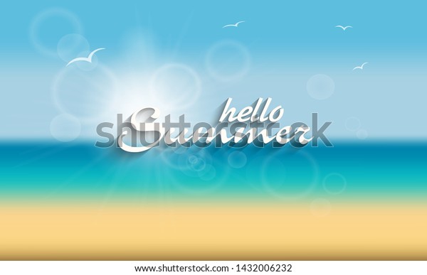 夏休みの背景 夏のビーチ背景 のベクター画像素材 ロイヤリティフリー