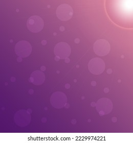 background with sun rays and bokeh.  Vector Purple background. Soft background with bokeh effect. shining sun.