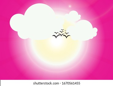 el fondo de la vista al sol con el cielo rosa