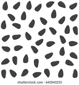 Background of sunflower seeds. The plant pattern. Vector illustration.