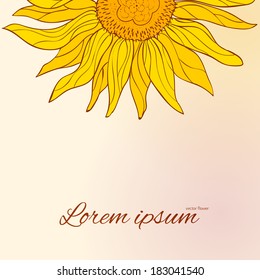 Background with sunflower. Vector illustration.