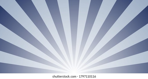 Background of sunlight rays, blue burst ray backdrop, vector sunrise abstract sunshine design illustration