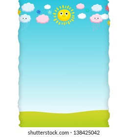 Background with sunny day. Vector illustration of meadow