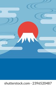 Background of the sunrise and Mt. Fuji seen through the clouds