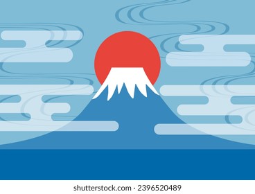 Background of the sunrise and Mt. Fuji seen through the clouds