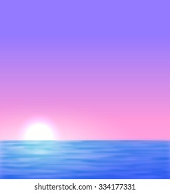 Background sunrise realistic sea wave use on postcards, banners, posters and web page - vector