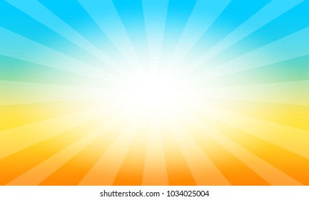 Background with sunrise shining. Vector graphic illustration.