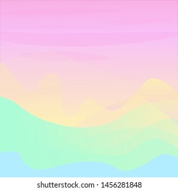 Background of sunset in mountain valley in bright holorgaphic  colours