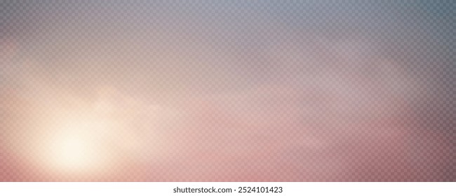 Background sunset, sunrise, beautiful evening sky for your design. Twilight sky vector banner png. Beautiful landscape sun in the clouds vector on transparent background.