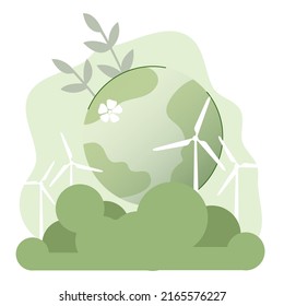 background support planet. Save the planet concept. Earth day. Ecological holiday. Flat cartoon vector illustration isolated on white background