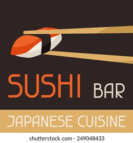 Background with sushi. Japanese traditional cuisine illustration.