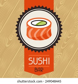 Background with sushi. Japanese traditional cuisine illustration.