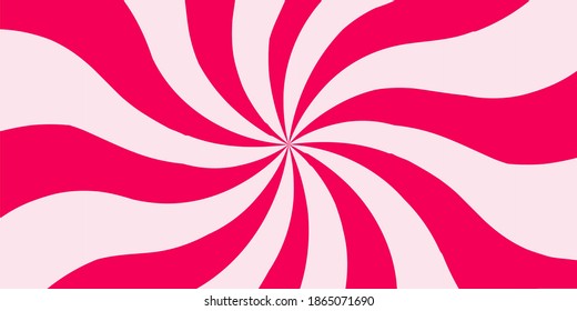 Background sweet candy. Modern flat illustration. Swirl radial backdrop pattern. Spiral rotating beams. Cute rays of the candy.