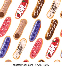 background with sweet eclairs pattern