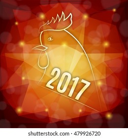 Background with symbol of 2017 year with rooster. EPS10 vector