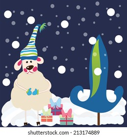  background is a symbol of Christmas lamb sheep