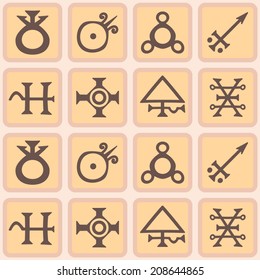 background with symbols of the alchemical processes