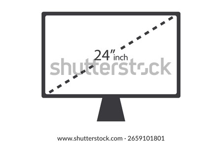 Background symbols and icons for LCD screen sizes 24 inches. Monitor and smart TV sizes