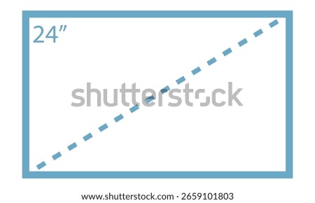 Background symbols and icons for LCD screen sizes 24 inches. Monitor and smart TV sizes