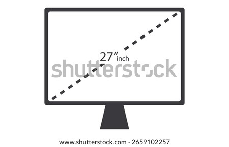 Background symbols and icons for LCD screen sizes. 27 inches. Monitor and smart TV sizes