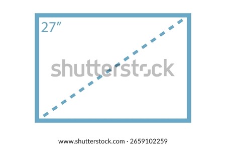 Background symbols and icons for LCD screen sizes. 27 inches. Monitor and smart TV sizes