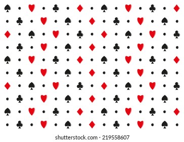 Background symbols of playing cards red and black color