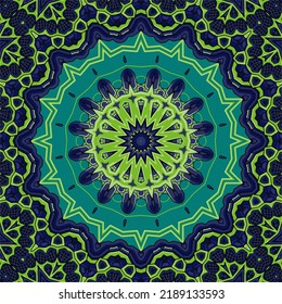 Background with a symmetrical colorful pattern, indian pattern, oriental pattern