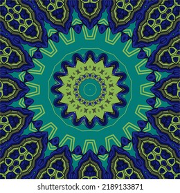 Background with a symmetrical colorful pattern, indian pattern