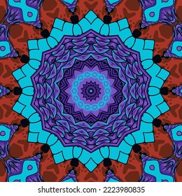Background with a symmetrical colorful pattern, indian pattern, oriental pattern
