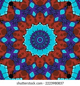 Background with a symmetrical colorful pattern, indian pattern, oriental pattern
