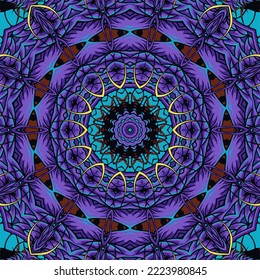 Background with a symmetrical colorful pattern, indian pattern, oriental pattern
