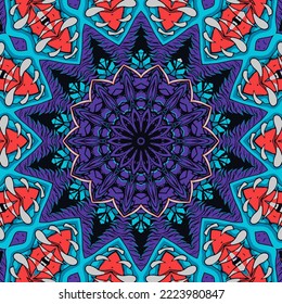 Hintergrund mit einem symmetrischen bunten Muster, indianischem Muster, orientalischem Muster
