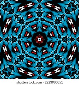 Background with a symmetrical colorful pattern, indian pattern, oriental pattern
