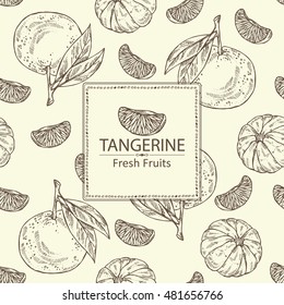 Background with tangerine . hand drawn