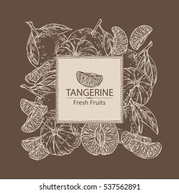 Background with tangerine . hand drawn