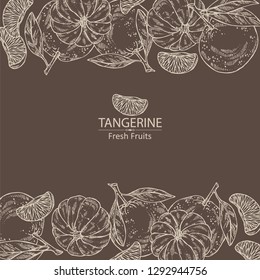 Background with of tangerine . Vector hand drawn illustration