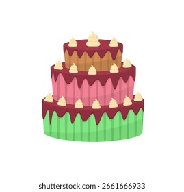 Background tasty cake design happy birthday card decoration illustration holiday celebration symbol dessert baked balloon vector cartoon festive anniversary pink confetti


