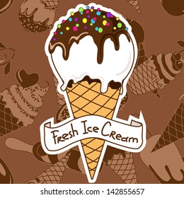 Background with tasty ice cream