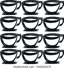 background with tea or coffee cups on a saucer
