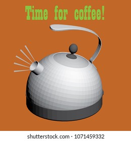 Background with a teapot. Polygonal teapot 3D. Vector illustration.