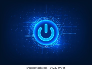 Tecnologías de fondo botón de encendido tecnología inteligente La luz emitida por el botón Entrar en el mundo de la tecnología Botón Inicio con la luz circundante, Ilustración vectorial