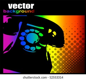 Background with telephone silhouette, vector